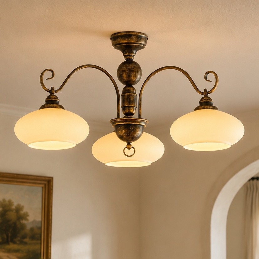 BRILAGI - Lámpara de techo de montaje en superficie MOLLERO 3xE27/15W/230V diámetro 84 cm bronce/pátina