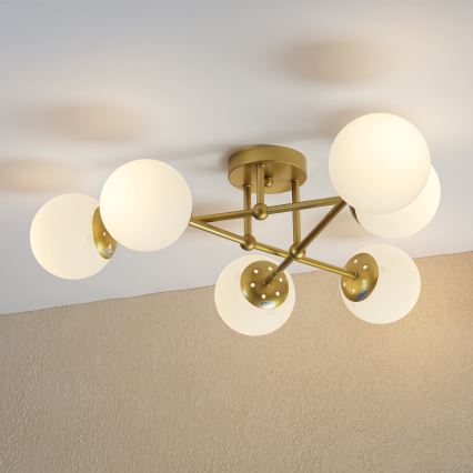Brilagi - Lámpara de techo de montaje superficial MALIVA 6xE14/15W/230V oro/blanco