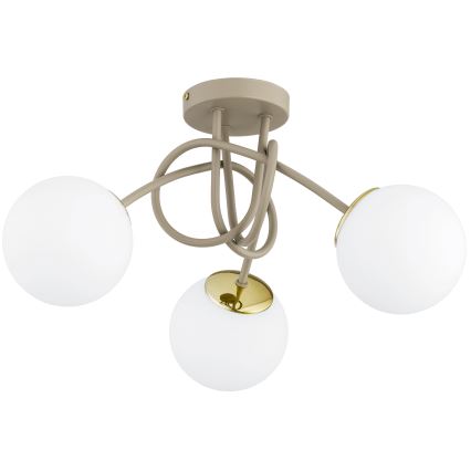 Brilagi - Lámpara de techo de montaje superficial MILO ECRU 3xE27/60W/230V beige/dorado