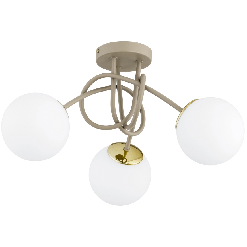 Brilagi - Lámpara de techo de montaje superficial MILO ECRU 3xE27/60W/230V beige/dorado