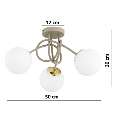Brilagi - Lámpara de techo de montaje superficial MILO ECRU 3xE27/60W/230V beige/dorado