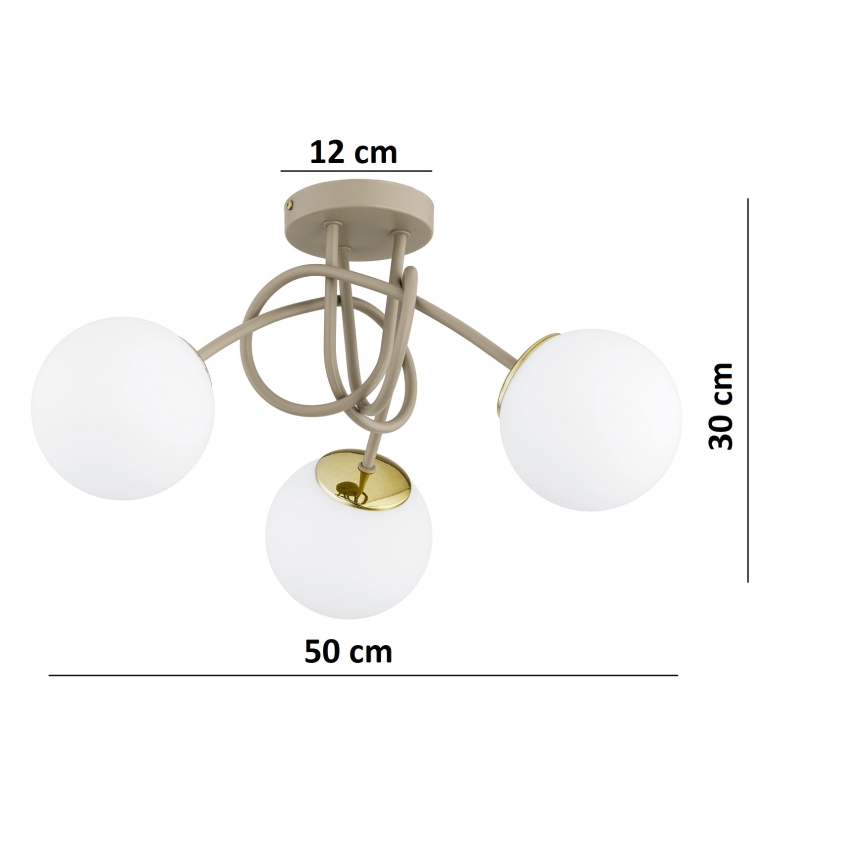 Brilagi - Lámpara de techo de montaje superficial MILO ECRU 3xE27/60W/230V beige/dorado
