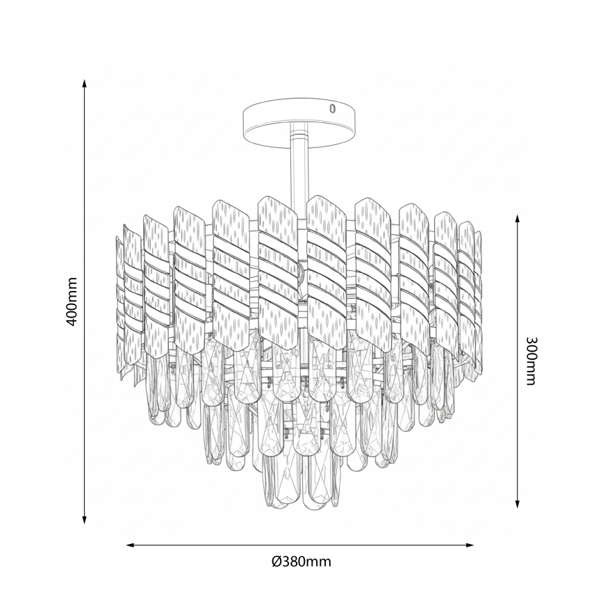Brilagi - Lámpara de techo de superficie CRISTAL 5xE14/40W/230V diámetro 38 cm