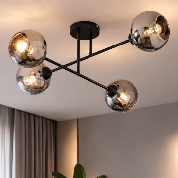 Brilagi - Lámpara de techo de superficie DIOR 4xE27/60W/230V negra/gris ahumado