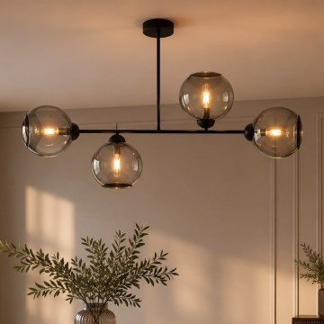 Brilagi - Lámpara de techo de superficie DIOR 4xE27/60W/230V negro/gris ahumado