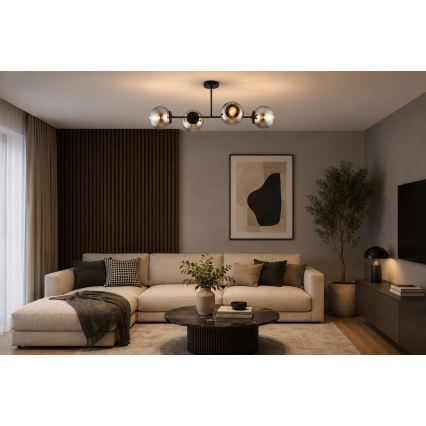 BRILAGI - Lámpara de techo de superficie DIOR 4xE27/60W/230V negro/gris ahumado