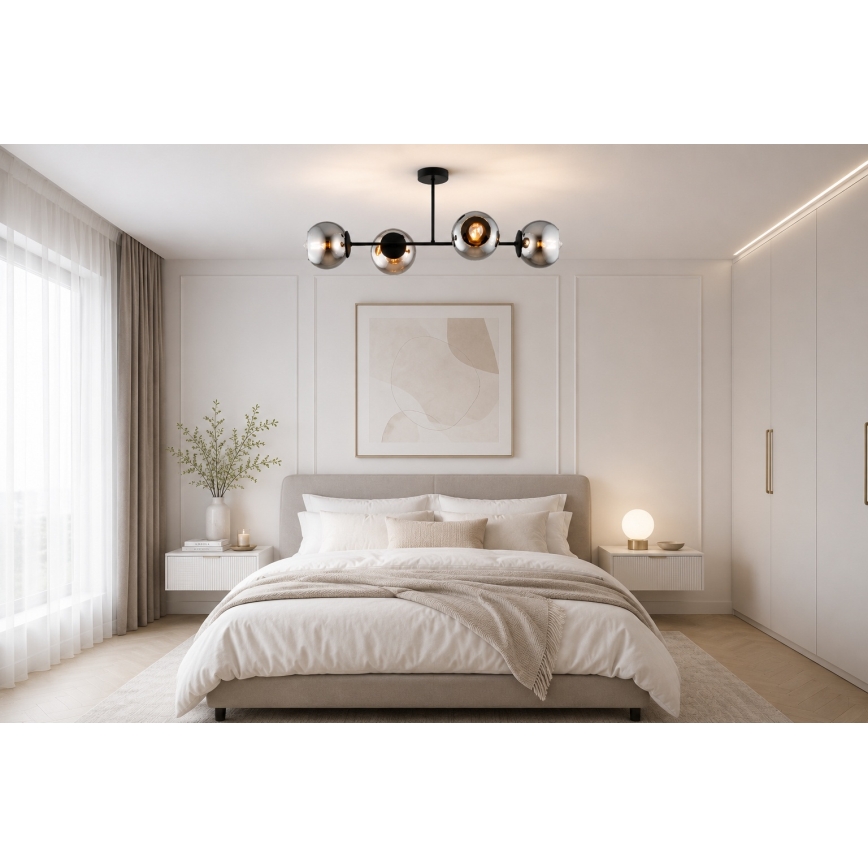 BRILAGI - Lámpara de techo de superficie DIOR 4xE27/60W/230V negro/gris ahumado
