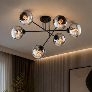 BRILAGI - Lámpara de techo de superficie DIOR 6xE27/60W/230V negro/gris ahumado