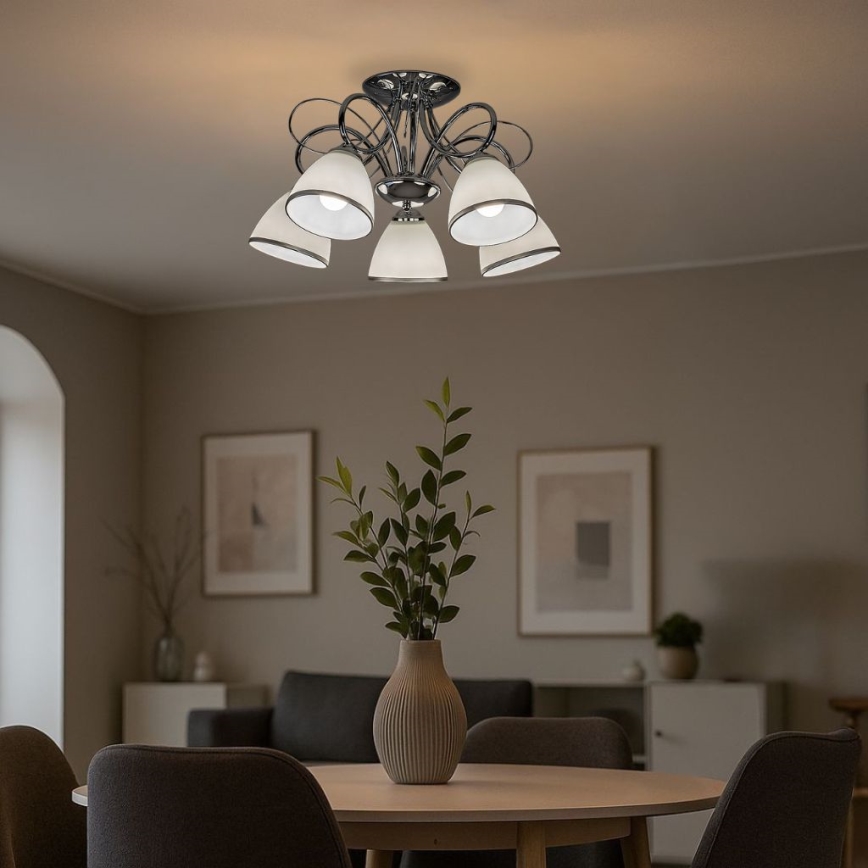 Brilagi - Lámpara de techo de superficie FRED 5xE27/60W/230V Ø 59 cm cromo brillante