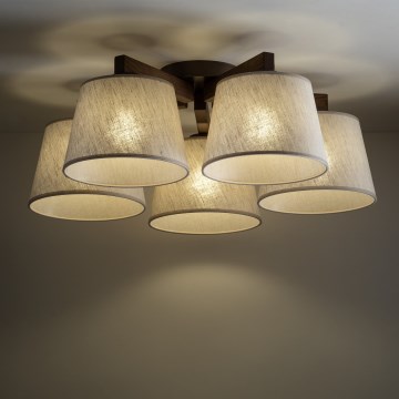 Brilagi - Lámpara de techo de superficie LATTE 5xE27/15W/230V pino/crema