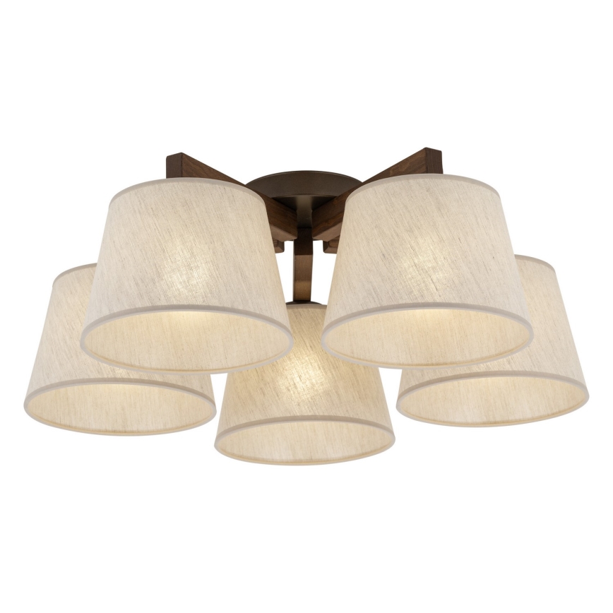Brilagi - Lámpara de techo de superficie LATTE 5xE27/15W/230V pino/crema