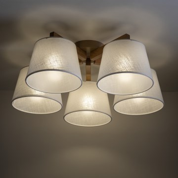 Brilagi - Lámpara de techo de superficie LATTE SABIA 5xE27/15W/230V pino/blanco