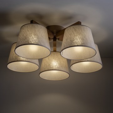 Brilagi - Lámpara de techo de superficie LATTE SABIA 5xE27/15W/230V pino/crema
