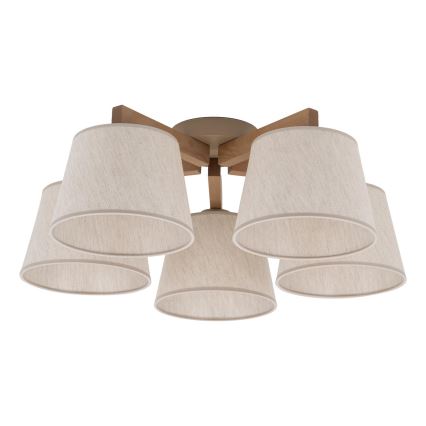 Brilagi - Lámpara de techo de superficie LATTE SABIA 5xE27/15W/230V pino/crema