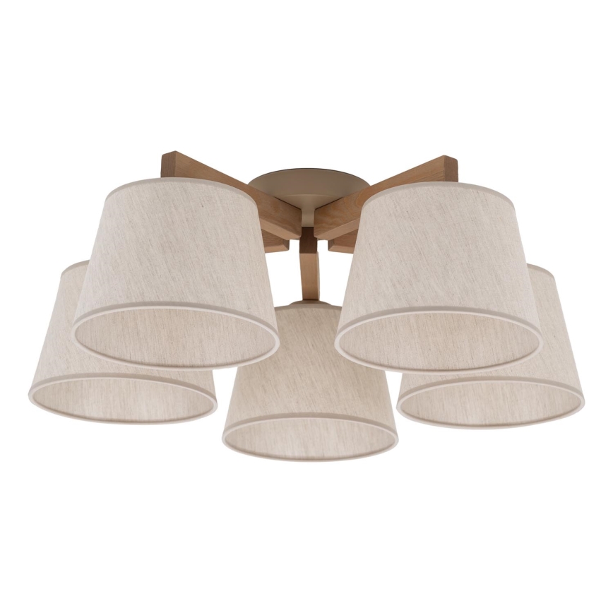 Brilagi - Lámpara de techo de superficie LATTE SABIA 5xE27/15W/230V pino/crema