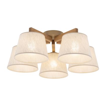 Brilagi - Lámpara de techo de superficie LATTE SABIA 5xE27/15W/230V pino/crema