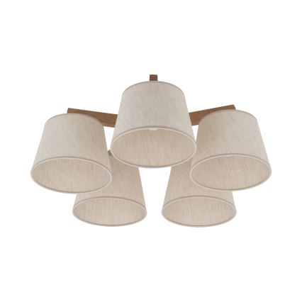 Brilagi - Lámpara de techo de superficie LATTE SABIA 5xE27/15W/230V pino/crema