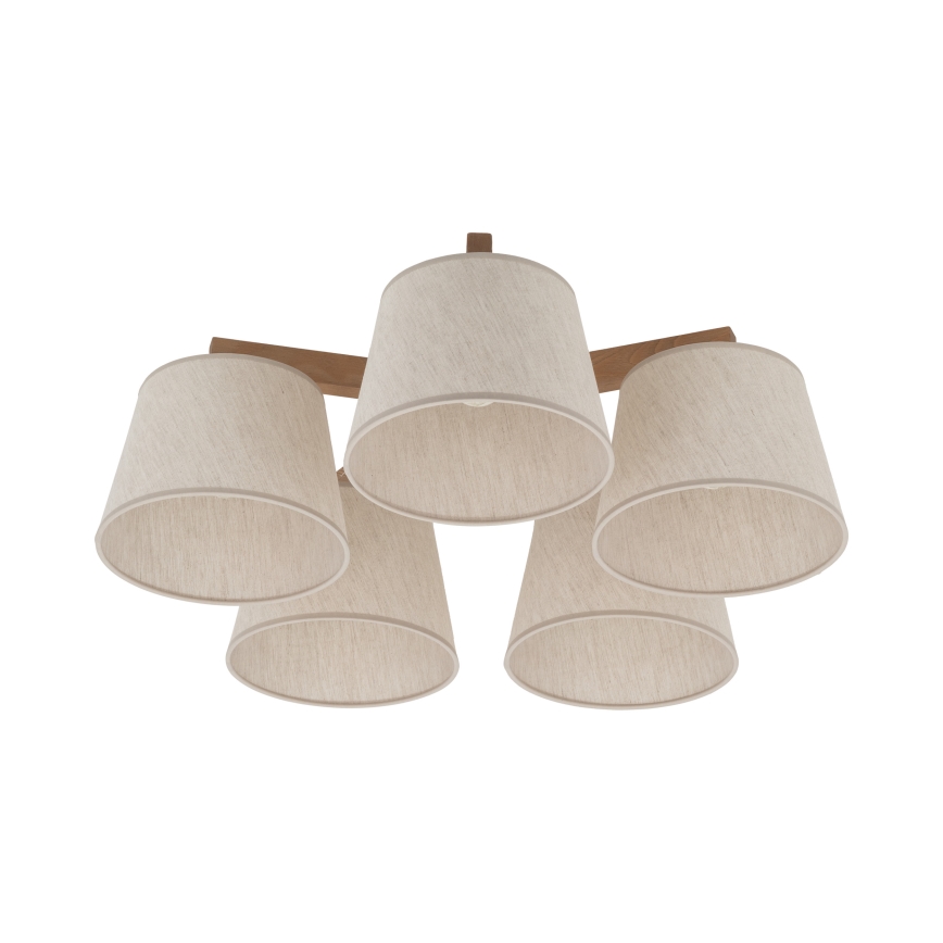 Brilagi - Lámpara de techo de superficie LATTE SABIA 5xE27/15W/230V pino/crema