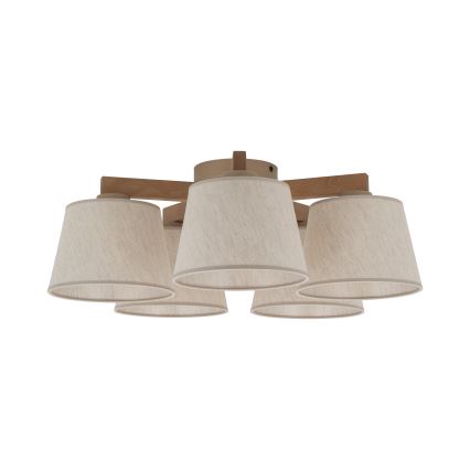 Brilagi - Lámpara de techo de superficie LATTE SABIA 5xE27/15W/230V pino/crema
