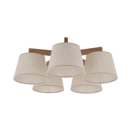 Brilagi - Lámpara de techo de superficie LATTE SABIA 5xE27/15W/230V pino/crema