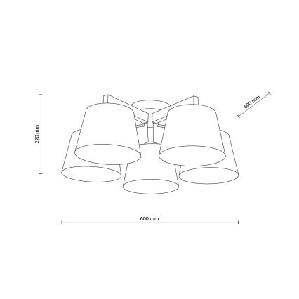 Brilagi - Lámpara de techo de superficie LATTE SABIA 5xE27/15W/230V pino/crema