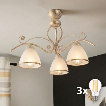 Brilagi - Lámpara de techo de superficie LED ANTICO 3 x E27 / 60 W / 230 V / 3000 K acabado en pátina blanca