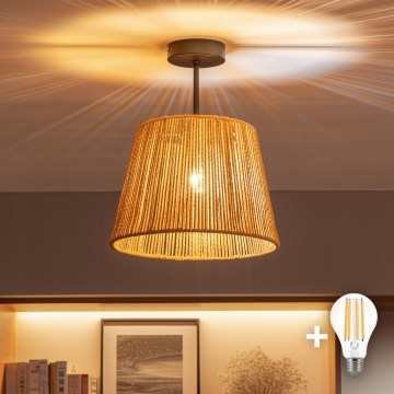 Brilagi - Lámpara de techo de superficie LED CERIA BOHO 1xE27/60W/230V Ø 28 cm negro/marrón
