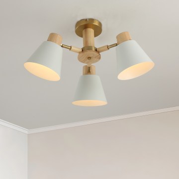 Brilagi - Lámpara de techo de superficie LUND WOOD 3xE27/40W/230V Ø 50 cm madera