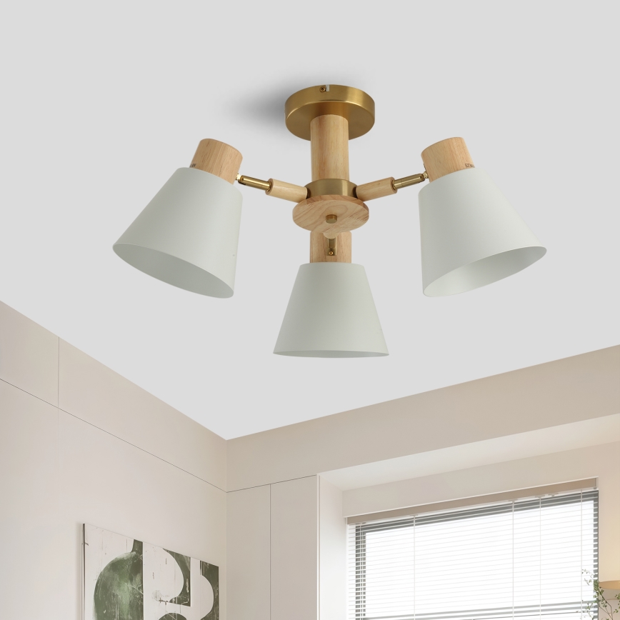 Brilagi - Lámpara de techo de superficie LUND WOOD 3xE27/40W/230V Ø 50 cm madera