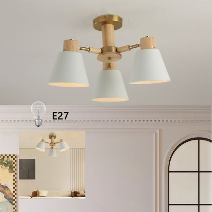 Brilagi - Lámpara de techo de superficie LUND WOOD 3xE27/40W/230V Ø 50 cm madera