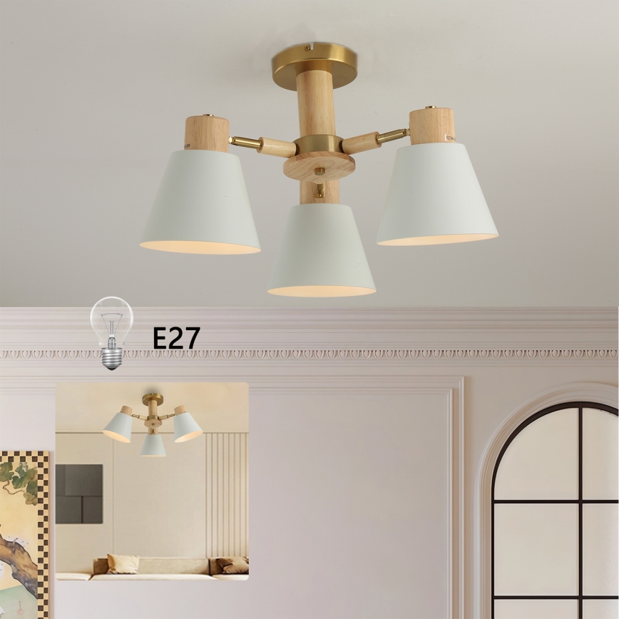 Brilagi - Lámpara de techo de superficie LUND WOOD 3xE27/40W/230V Ø 50 cm madera