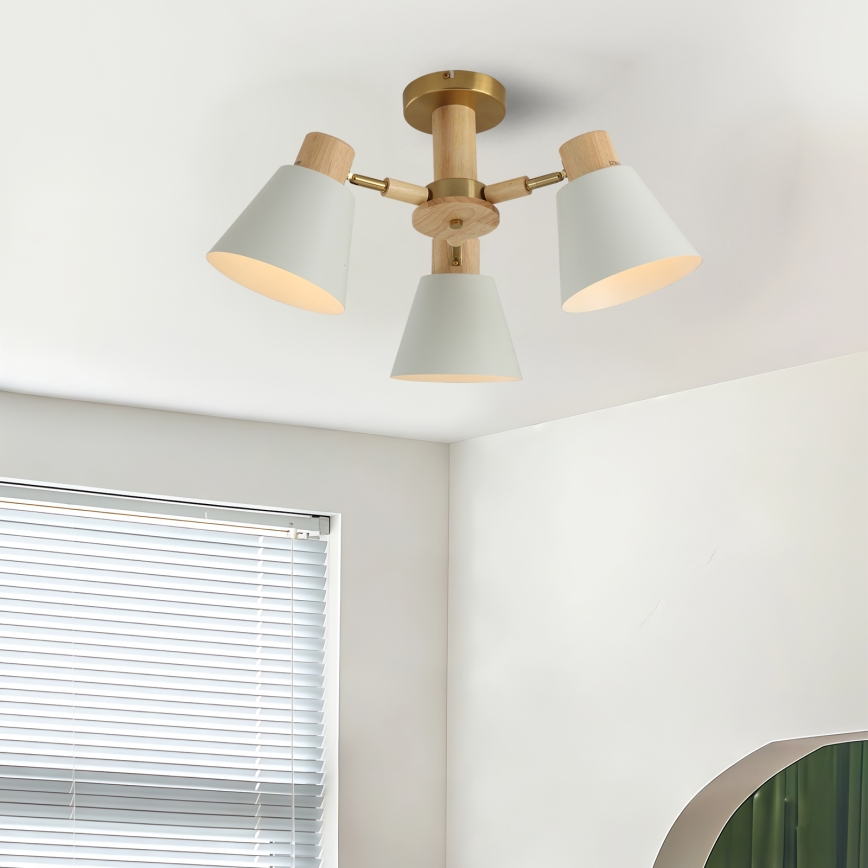 Brilagi - Lámpara de techo de superficie LUND WOOD 3xE27/40W/230V Ø 50 cm madera
