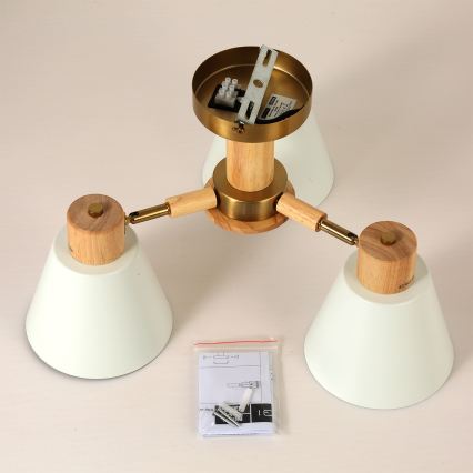 Brilagi - Lámpara de techo de superficie LUND WOOD 3xE27/40W/230V Ø 50 cm madera