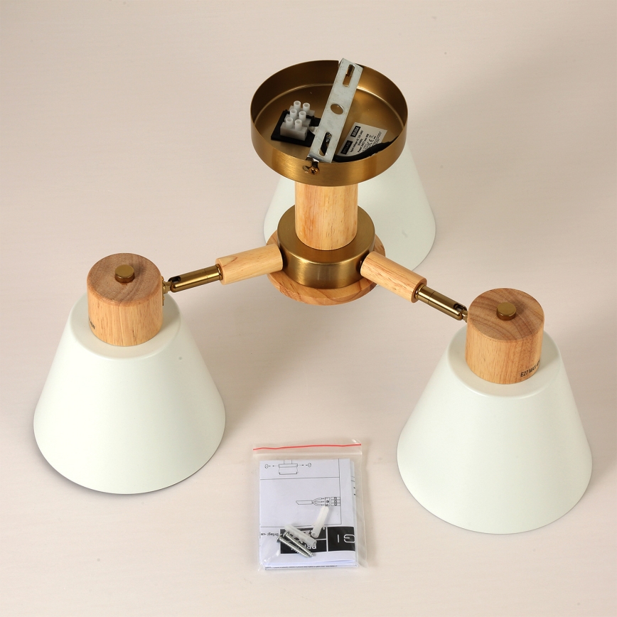 Brilagi - Lámpara de techo de superficie LUND WOOD 3xE27/40W/230V Ø 50 cm madera