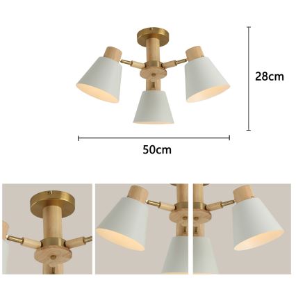 Brilagi - Lámpara de techo de superficie LUND WOOD 3xE27/40W/230V Ø 50 cm madera