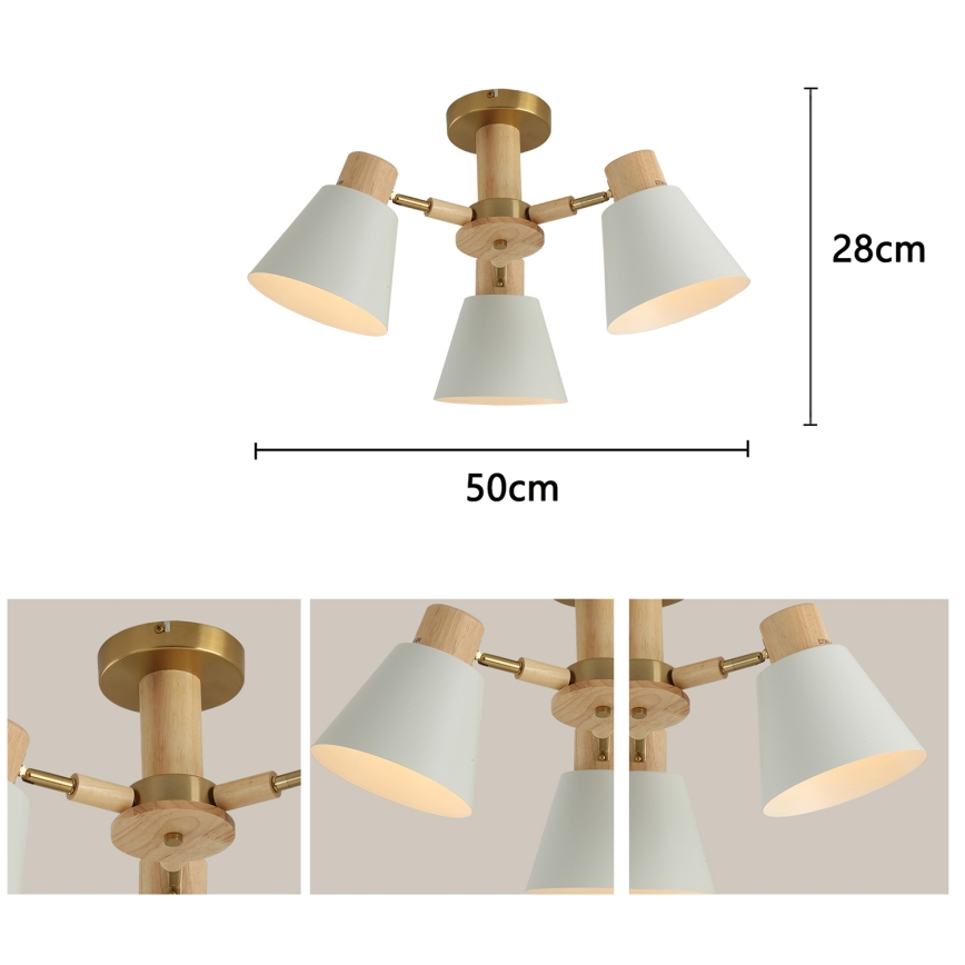 Brilagi - Lámpara de techo de superficie LUND WOOD 3xE27/40W/230V Ø 50 cm madera