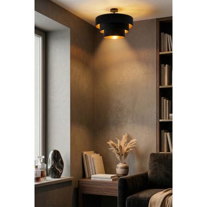 Brilagi - Lámpara de techo de superficie LUNETA 1xE27/60W/230V Ø 40 cm negra/dorada