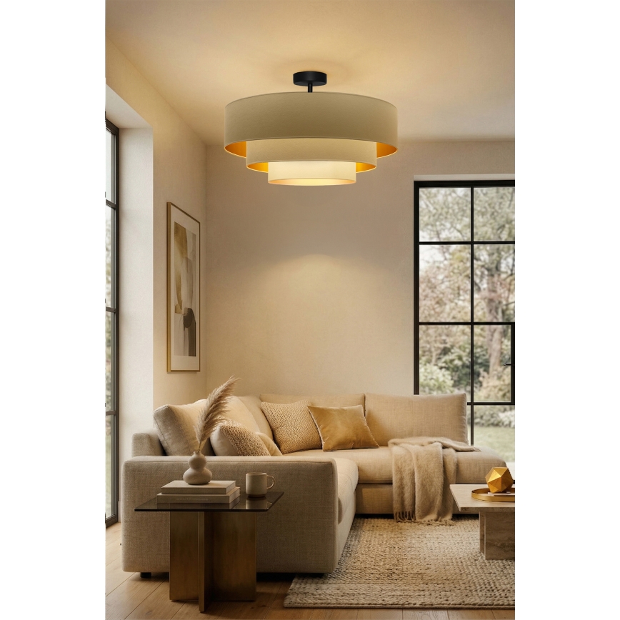 Brilagi - Lámpara de techo de superficie LUNETA 3xE27/60W/230V Ø 80 cm crema/dorado