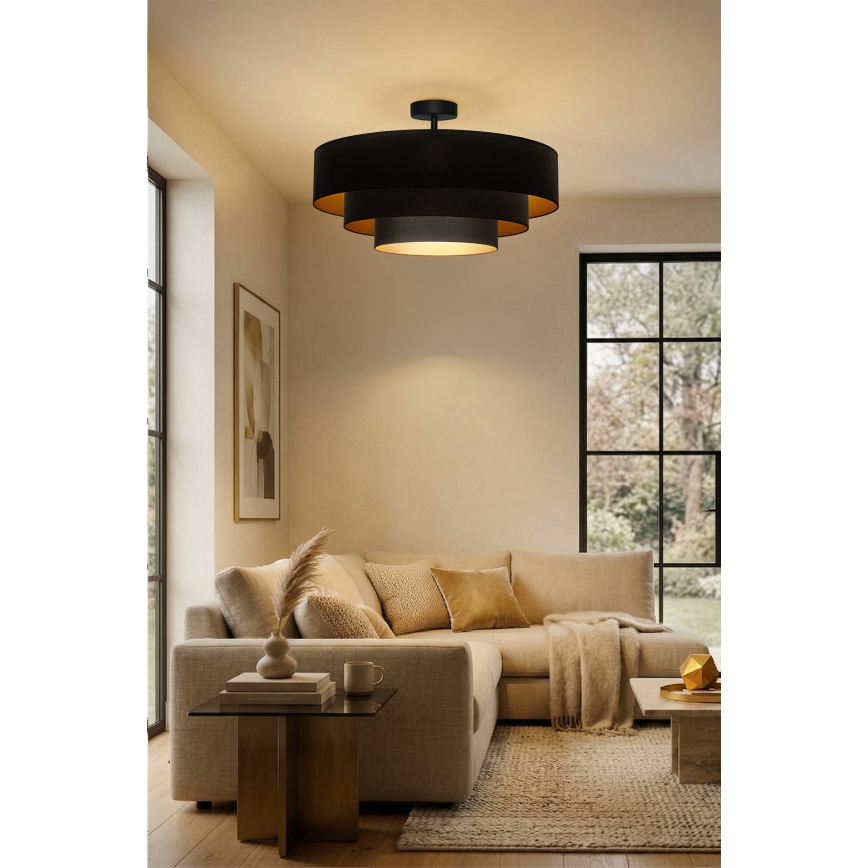 Brilagi - Lámpara de techo de superficie LUNETA 3xE27/60W/230V Ø 80 cm negro/dorado