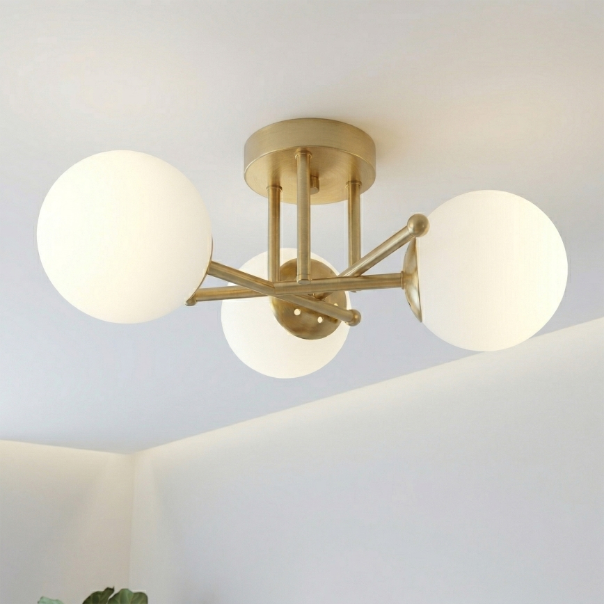Brilagi - Lámpara de techo de superficie MALIVA 3xE14/15W/230V dorada/blanca