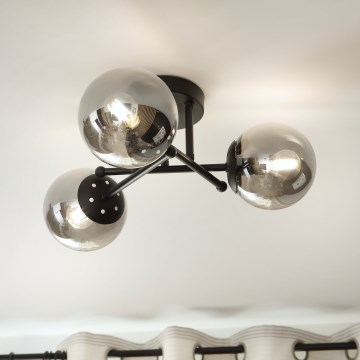 Brilagi - Lámpara de techo de superficie MALIVA 3xE14/15W/230V negro/ahumado