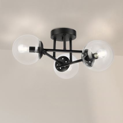 Brilagi - Lámpara de techo de superficie MALIVA 3xE14/15W/230V negro/transparente