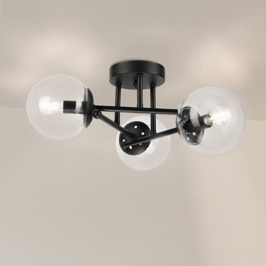 Brilagi - Lámpara de techo de superficie MALIVA 3xE14/15W/230V negro/transparente