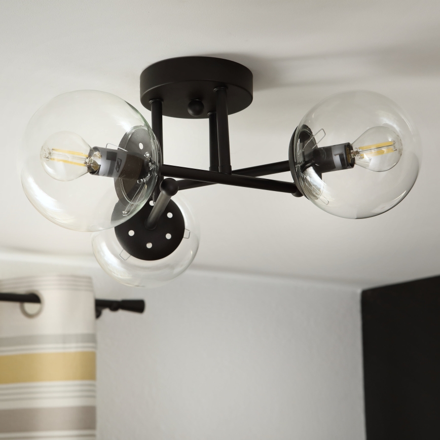 Brilagi - Lámpara de techo de superficie MALIVA 3xE14/15W/230V negro/transparente