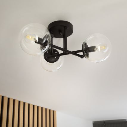 Brilagi - Lámpara de techo de superficie MALIVA 3xE14/15W/230V negro/transparente
