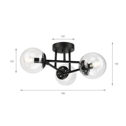 Brilagi - Lámpara de techo de superficie MALIVA 3xE14/15W/230V negro/transparente