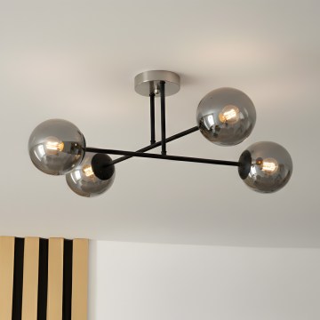 Brilagi - Lámpara de techo de superficie MALIVA 4xE14/15W/230V cromo mate/ahumado