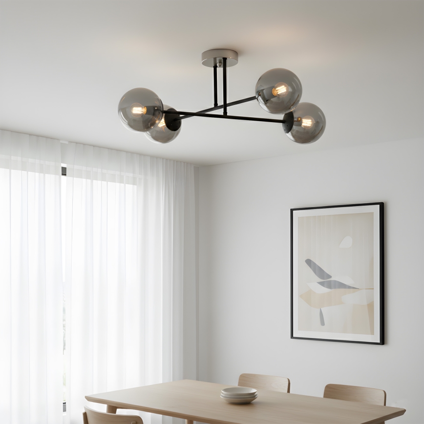 BRILAGI - Lámpara de techo de superficie MALIVA 4xE14/15W/230V cromo mate/ahumado