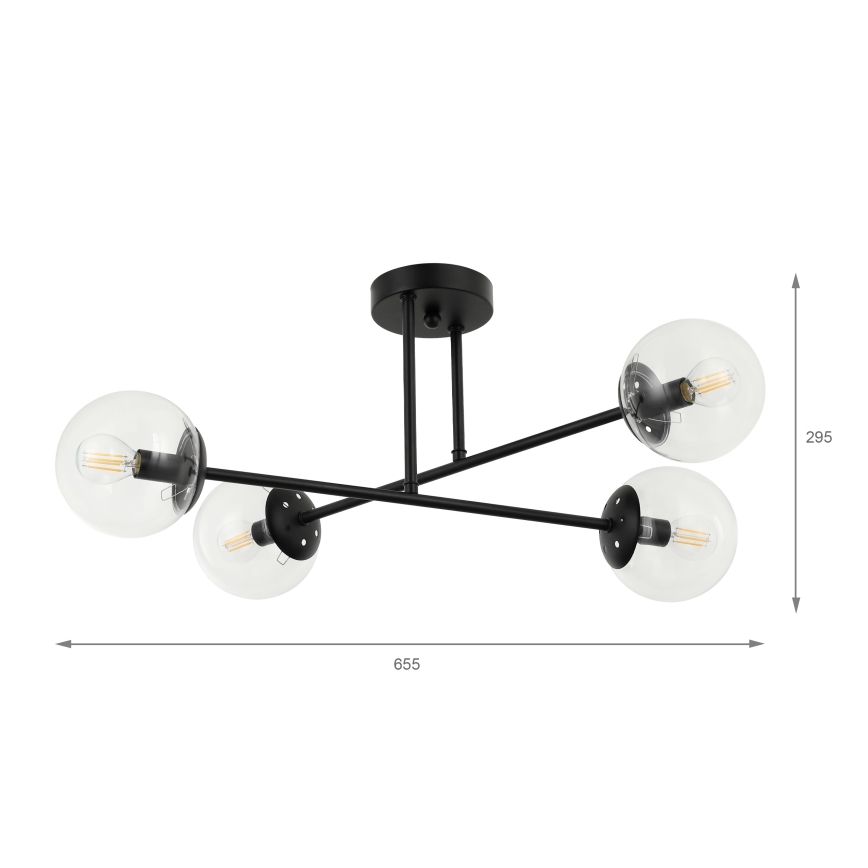 BRILAGI - Lámpara de techo de superficie MALIVA 4xE14/15W/230V negra/transparente
