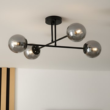 Brilagi - Lámpara de techo de superficie MALIVA 4xE14/15W/230V negro/ahumado